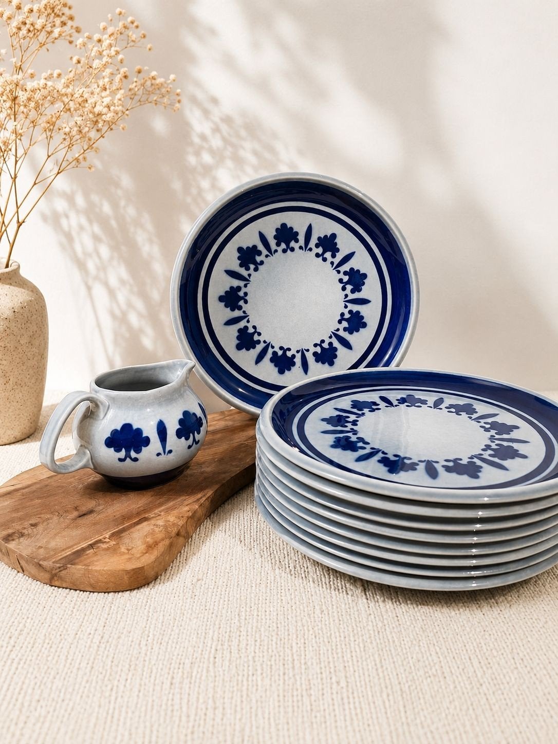 Vintage borden en kannetje Boch Baltic decor blauw jaren '70, Ophalen of Verzenden, Overige stijlen, X, X