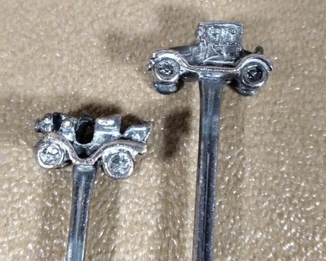 Set van 2 vintage lange lepels met oldtimer- auto, Verzenden