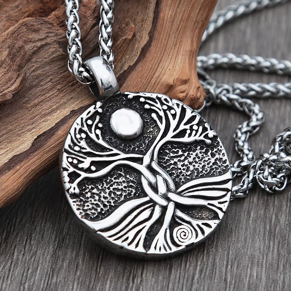 Roestvrij Stalen Levensboom Viking Ketting, Sieraden, Tassen en Uiterlijk, Verzenden, Nieuw, Zilver, Overige materialen