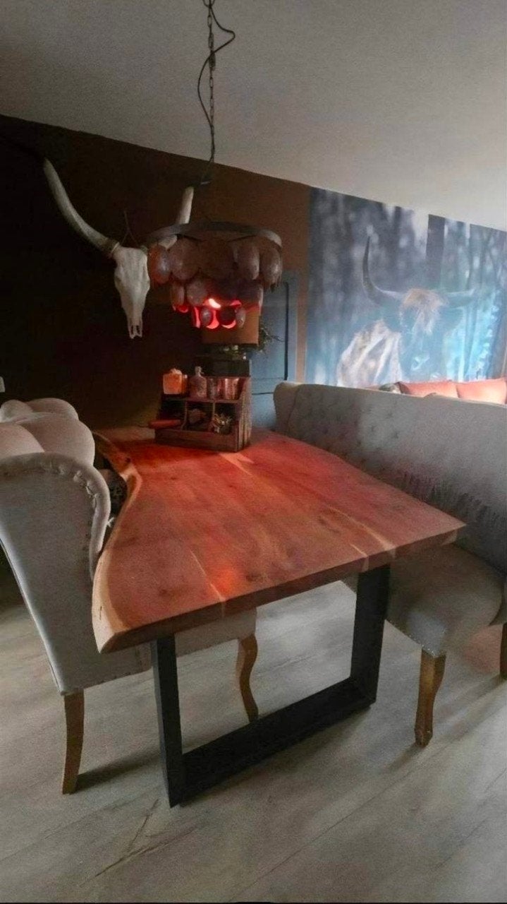 Eetkamertafel boomstam, Ophalen, Gebruikt, Landelijk modern, 4 tot 6 stoelen