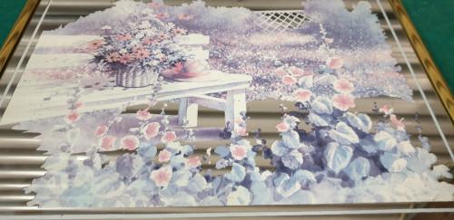 spiegelschilderij bloemen en bankje, Ophalen of Verzenden, 'T Olde Gre-j, Info@toldegrej.nl, Endepoelstraat 20f Didam