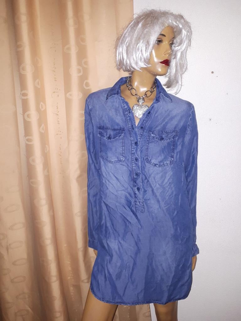 Blauwe denim jurk met lange mouwen tahnee maat M zgan, Maat 38/40 (M), Tahnee, Blauw, Ophalen of Verzenden