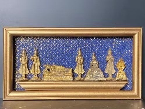 Thais 7-dagen Boeddhaschilderij – messing, Ophalen of Verzenden, Zo goed als nieuw, Kaart of Prent, Boeddhisme