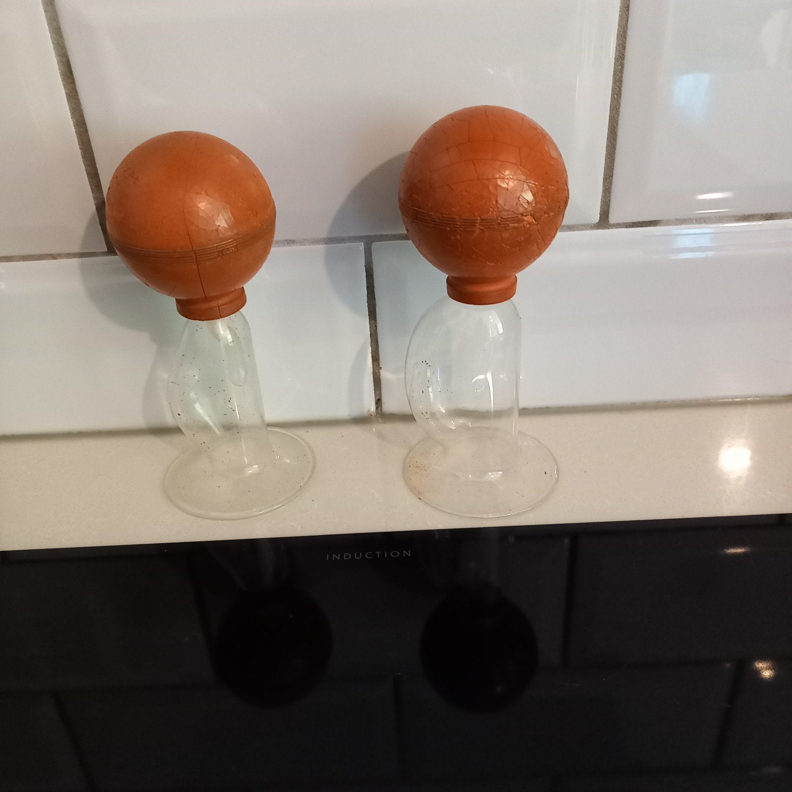 Antieke  borstkolf met een glazen kolf en rubber bal, Antiek en Kunst, Ophalen of Verzenden