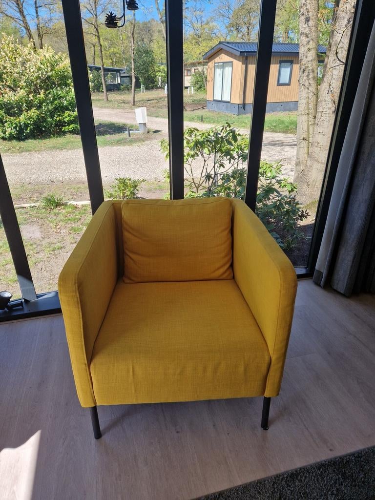 IKEA Ekerö fauteuil, Skiftebo geel, Huis en Inrichting, Fauteuils, Ophalen, 75 tot 100 cm, Zo goed als nieuw, Stof