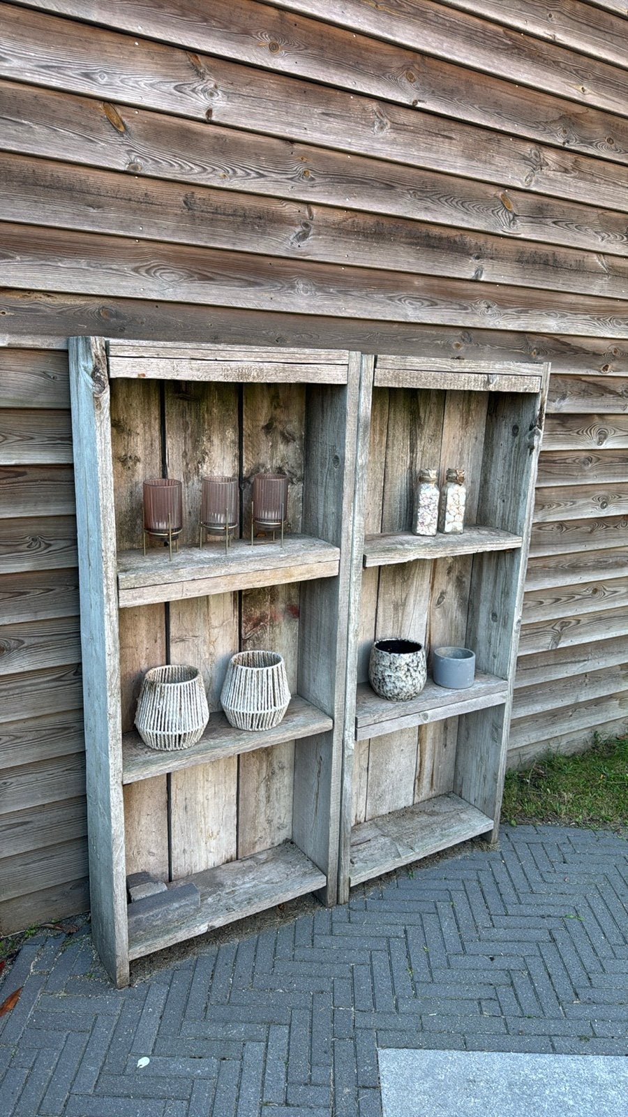 Robuuste houten boekenkast/stellingkast buiten steiger hout, Ophalen, Gebruikt, Hout, Overige typen