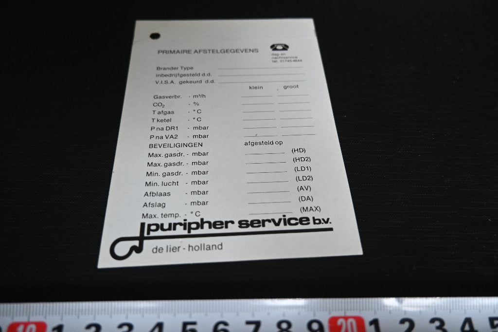 sticker de lier puripher service primaire afstelgegevens, Ophalen, Zo goed als nieuw