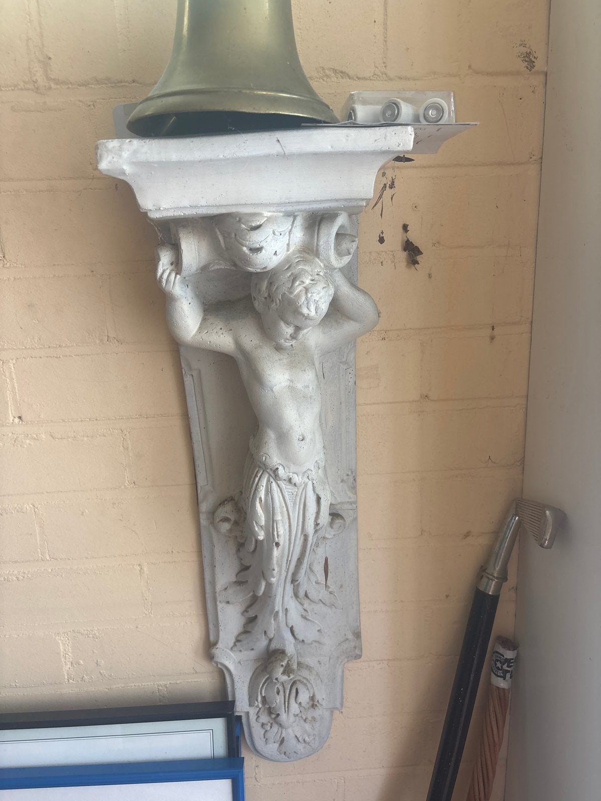 Antieke console met cherubijn - decoratieve muurbeugel, Ophalen of Verzenden