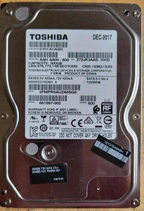 Toshiba DT01ACA050 500GB SATA 3.5 inch harddisk, Computers en Software, Harde schijven, Intern, Ophalen of Verzenden, Desktop