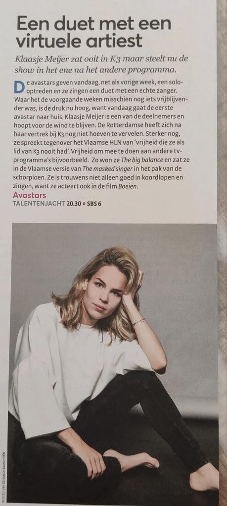 Klaasje Meijer - K3- Artikel Knipsel uit 2023, Ophalen of Verzenden, 1980 tot heden, Nederland, Knipsel(s)