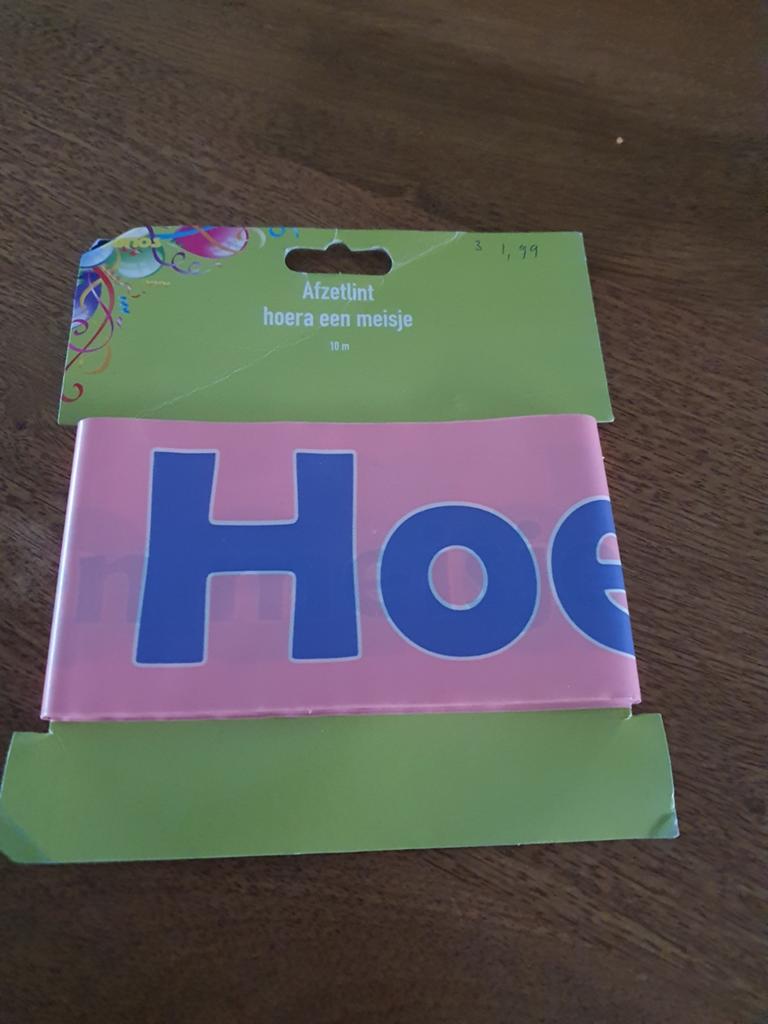 Nieuw Afzetlint Hoera een Meisje - 10 meter, Ophalen of Verzenden, Nieuw, Versiering, Geboorte of Huwelijk