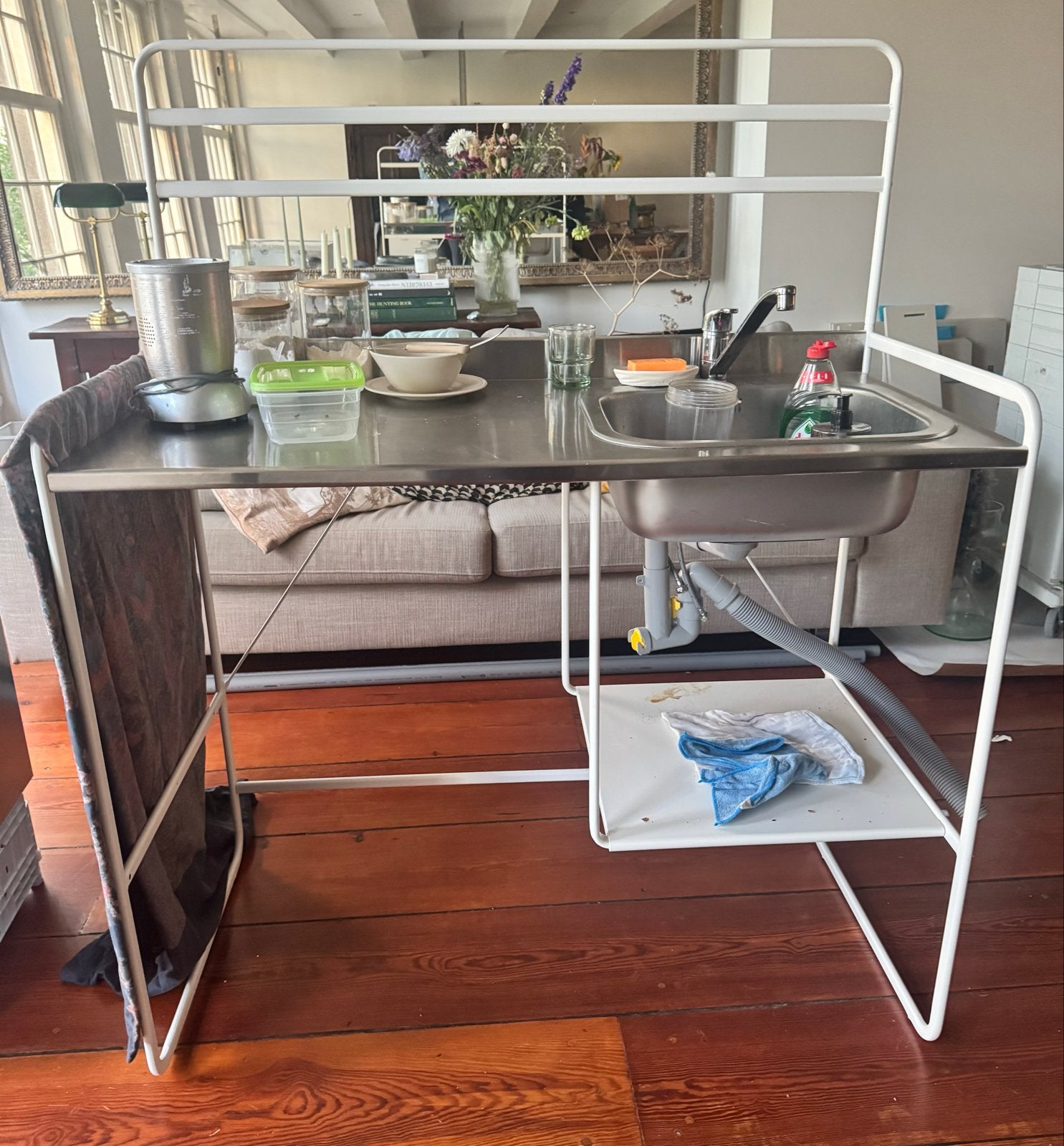 Kitchenette spoelbak met kraan IKEA, Ophalen, Metaal, Wit, Overige merken