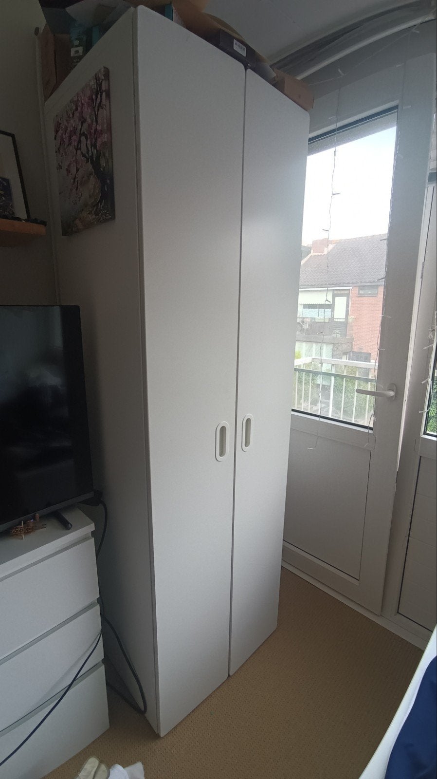 Witte kledingkast met hangruimte en lades, Ophalen of Verzenden