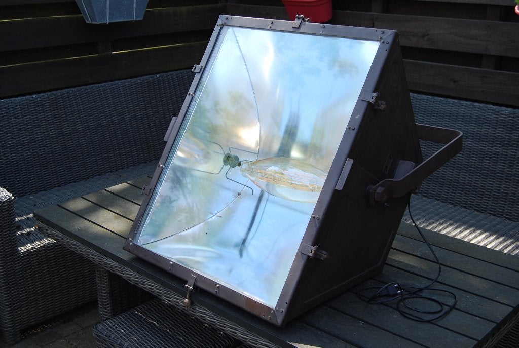 Industriele lamp...Groot!!! met led filement lamp erin izgst, Ophalen, Gebruikt, Overige fittingen, Glas
