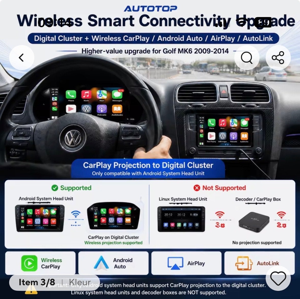 Polo 6R Digitaal Cockpit met CarPlay - Nieuw, Ophalen of Verzenden, Nieuw, Volkswagen