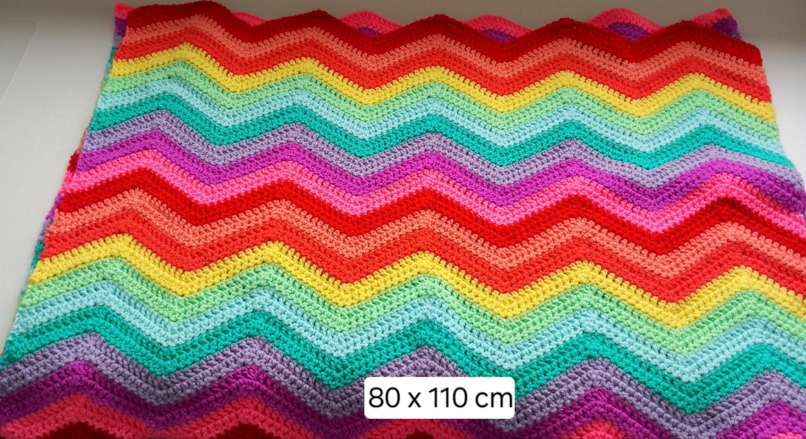 Gondas Creaties Regenboog zigzag golven grote deken, Ophalen of Verzenden, Nieuw