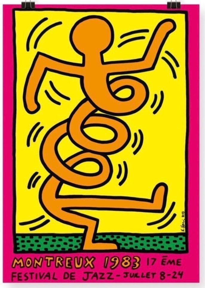 Iconisch Keith Haring Montreux Jazz Festival 1983 drieluik, Ophalen of Verzenden