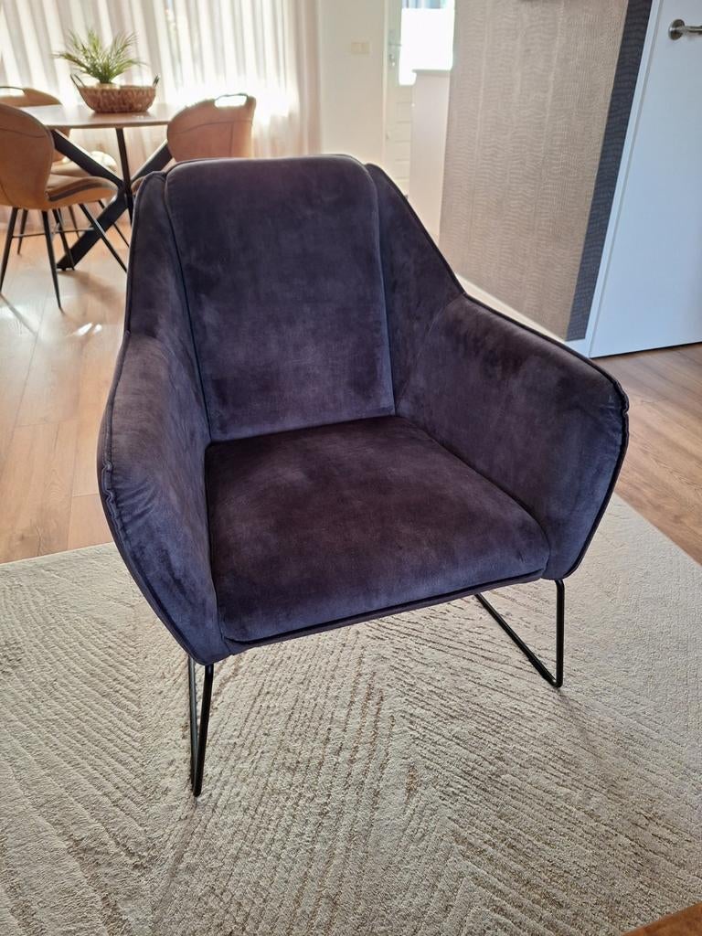 Antraciet velours fauteuil, Ophalen, Minder dan 75 cm, Zo goed als nieuw, Stof