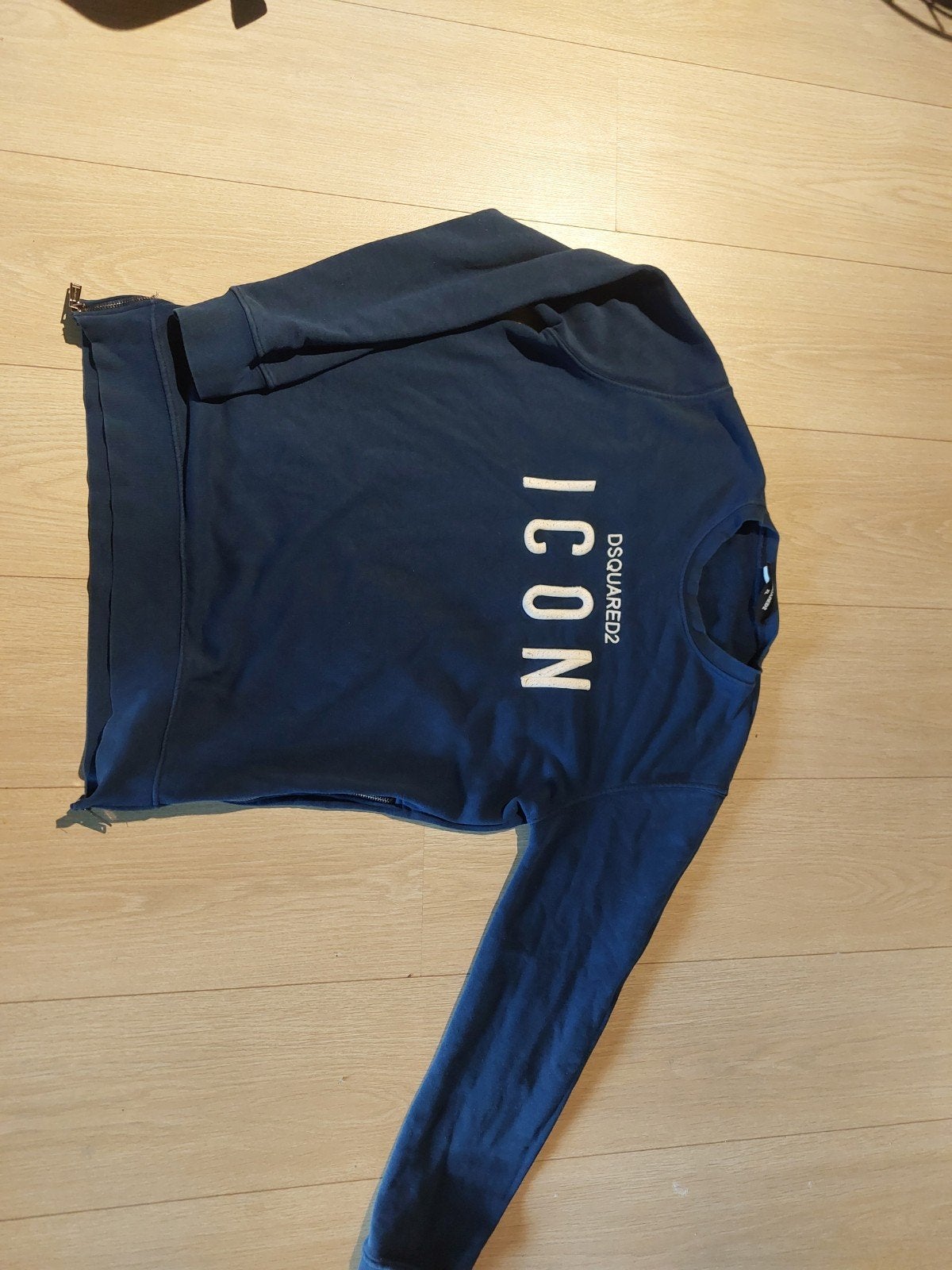 Dsquared2 Blauwe Trui met Geborduurde Letters en Ritsjes, Dsquared2, Blauw, Overige maten, Ophalen of Verzenden