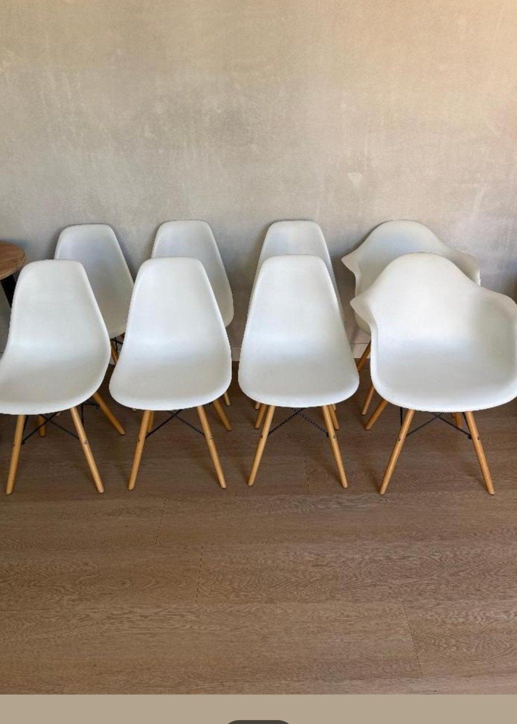 Set van 8 Witte Eames Stijl Stoelen - Gebruikt, Ophalen, Kunststof, Gebruikt, Wit
