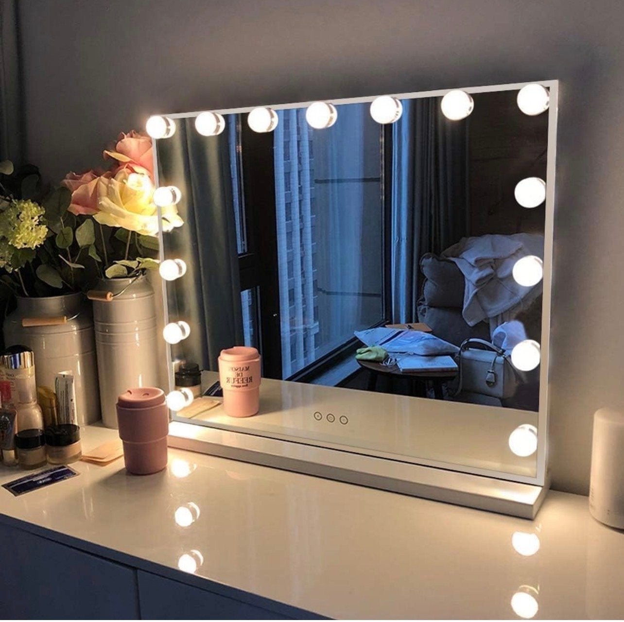 Make-up spiegel met verlichting - Hollywood stijl, Ophalen, 100 tot 150 cm, Zo goed als nieuw, 75 tot 100 cm