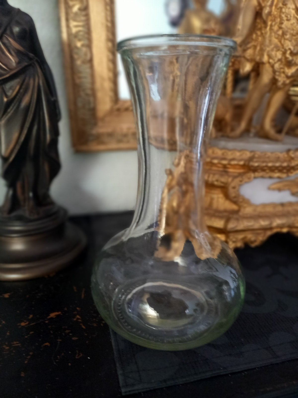 Oud glazen hyacinten vaasje, Overige kleuren, Ophalen of Verzenden, 20 cm, Glas