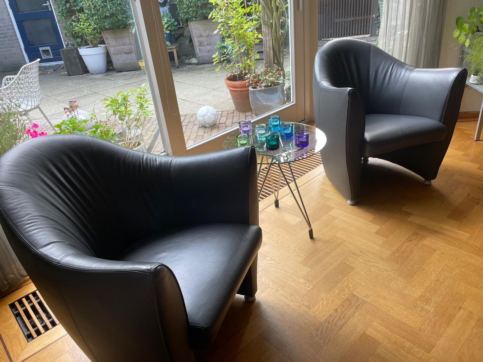Leolux Sjamaan fauteuil - Leer, set van 2, Gebruikt, Design, Modern, Ophalen of Verzenden, 75 tot 100 cm