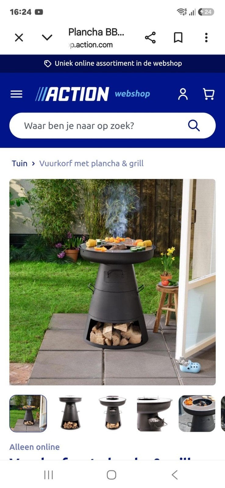 Vuurkorf met plancha, Tuin en Terras, Houtskoolbarbecues, Ophalen, Zo goed als nieuw