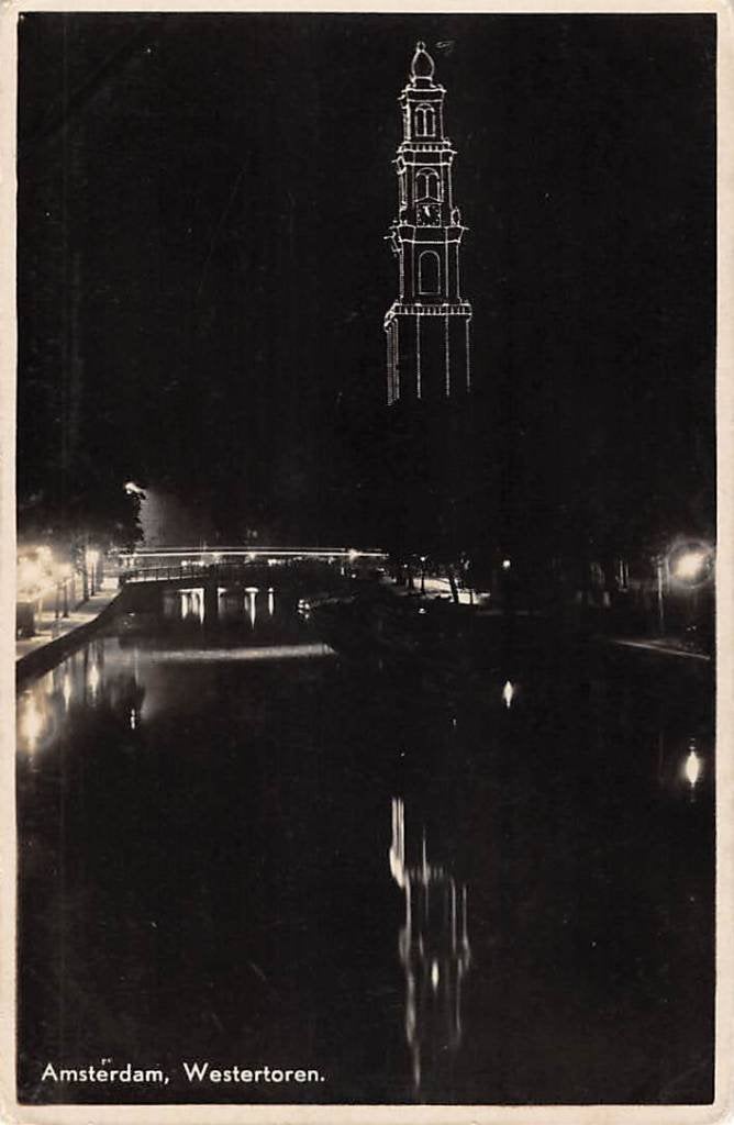 Amsterdam Westertoren Feestverlichting 5 - 12 September 1938, Verzenden, 1920 tot 1940, Gelopen, Noord-Holland