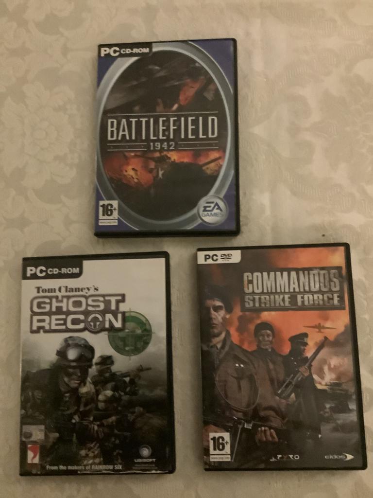 PC Games: Battlefield 1942, Ghost Recon, Commandos Strike Fo, Spelcomputers en Games, Gebruikt, Shooter, 1 speler, Ophalen of Verzenden