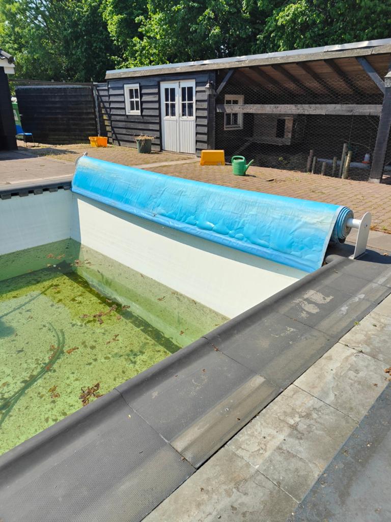 Zwembadafdekzeil 10x5 meter met oprolsysteem, Tuin en Terras, Ophalen, Gebruikt, Overige typen, 300 cm of meer