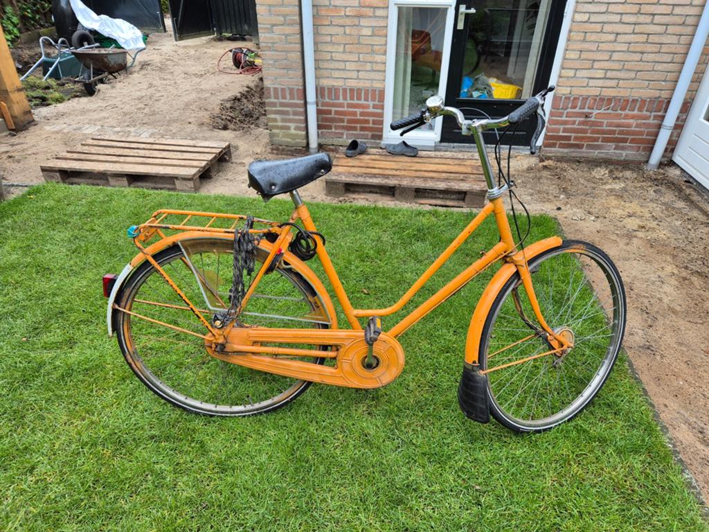 Oranje damesfiets - Gebruikt, Velgrem, Versnellingen, Ophalen, Overige merken