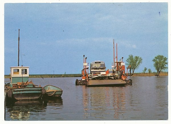 Genemuiden, Veerpont.  (met bus v/d/ Noord Westhoek), Ophalen of Verzenden, 1960 tot 1980, Ongelopen, Overijssel