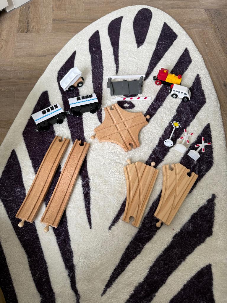 Heel goed 14x Brio Ikea etc houten trein spoor rails set, Ophalen of Verzenden, Zo goed als nieuw