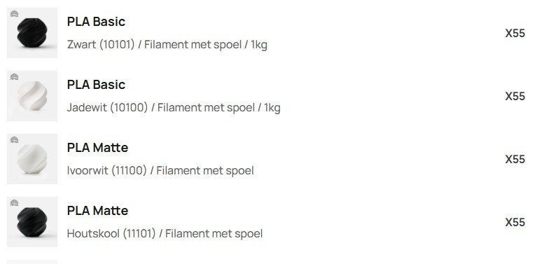Bambulab pla met spoel, zwart en wit, normaal en mat. 220st, Computers en Software, 3D-printerbenodigheden, Ophalen, Nieuw
