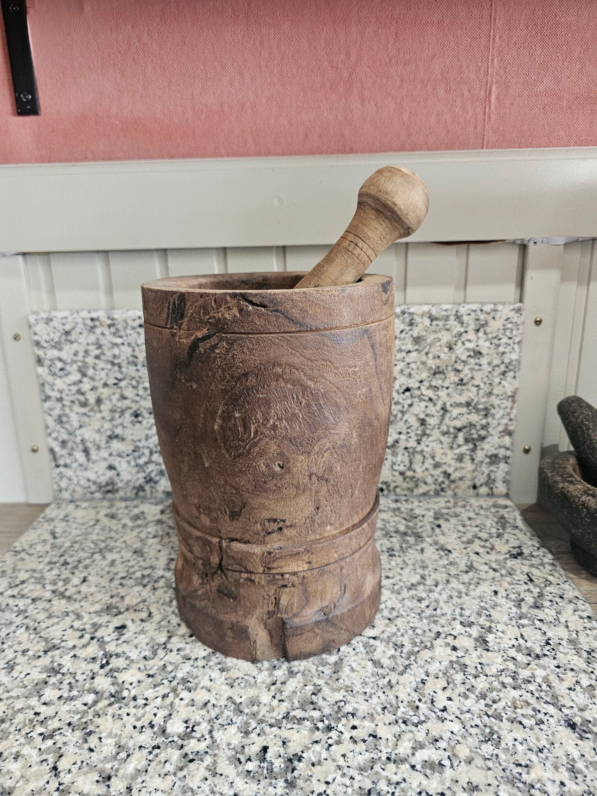 Robuuste houten vijzel van mangohout, Ophalen of Verzenden