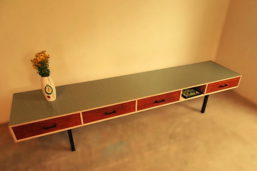 Industriëel design dressoir, vintage TV meubel, 150 tot 200 cm, Vintage, Nieuw, Ophalen of Verzenden