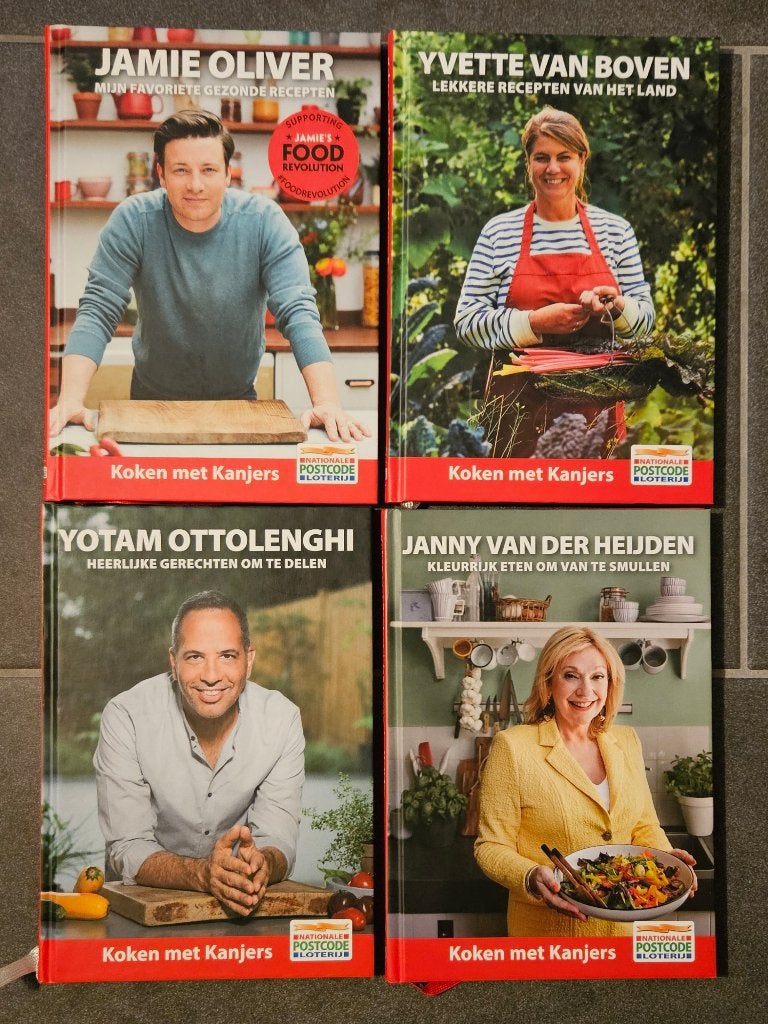 4x nieuw kookboek met o.a. Jamie Oliver, Jannie v.d.Heijden!, Boeken, Kookboeken, Gezond koken, Nieuw, Overige gebieden, Tapas, Hapjes en Dim Sum
