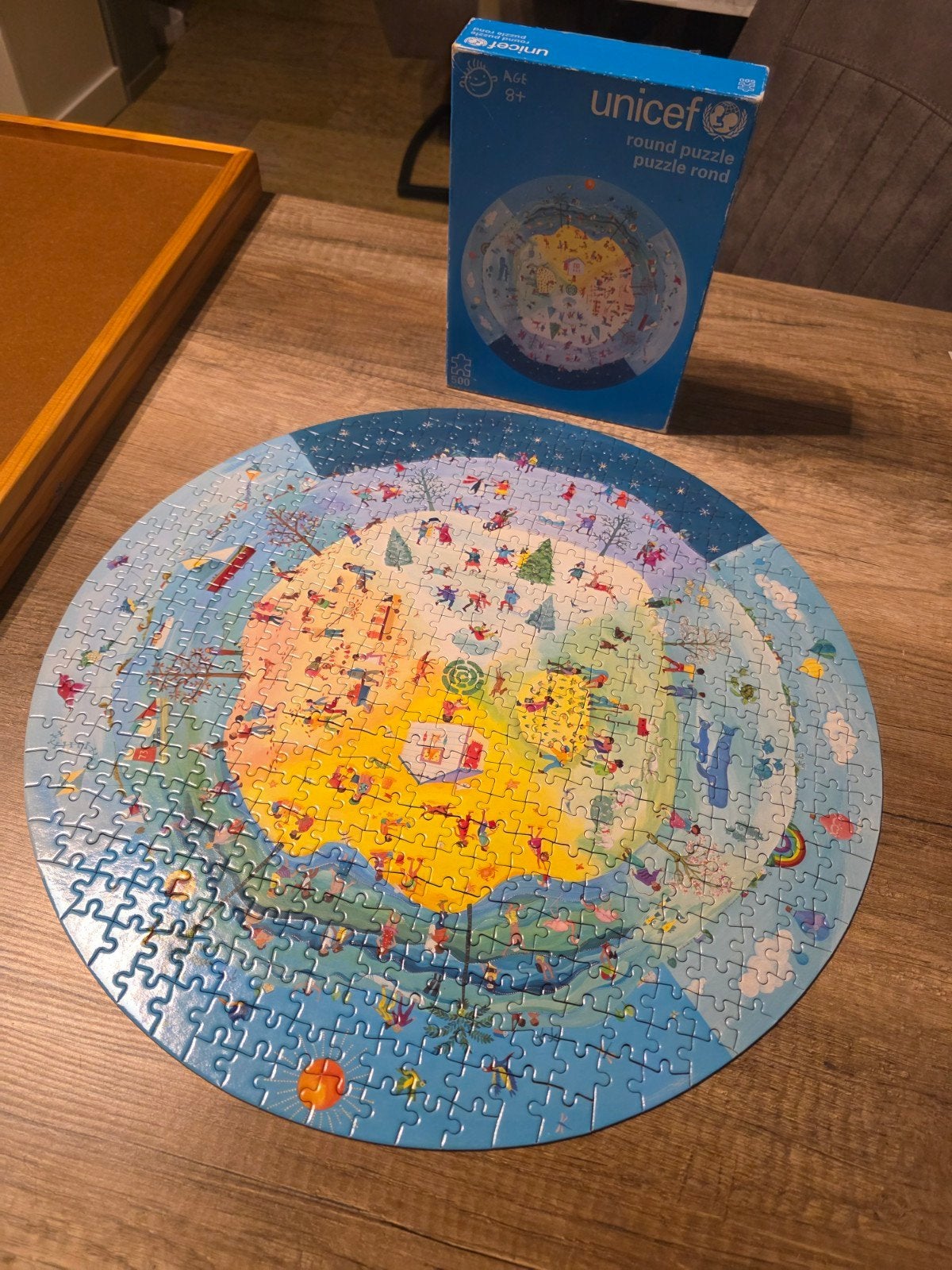 UNICEF Rond Puzzel 500 stukjes - Wereldkaart, Hobby en Vrije tijd, Ophalen of Verzenden, Gebruikt