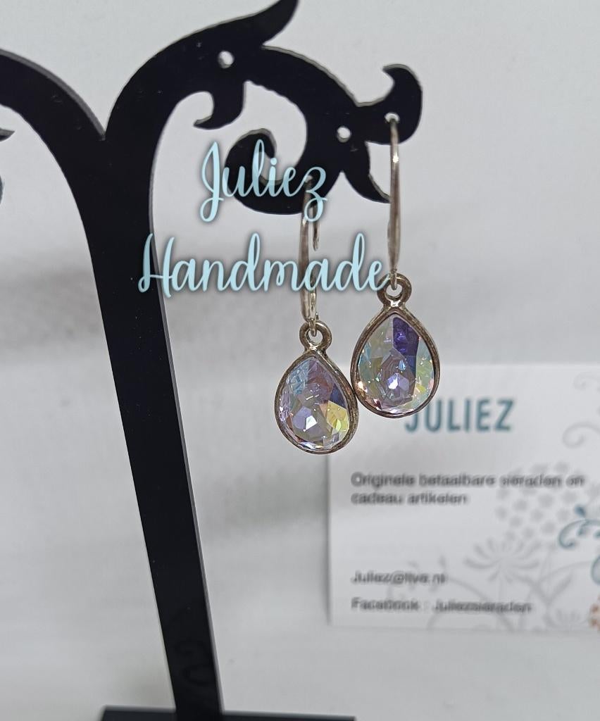 Swarovski oorhangers druppel "Juliez Handmade", Sieraden, Tassen en Uiterlijk, Oorbellen, Nieuw, Hangers, Glas, Zilver, Met kristal
