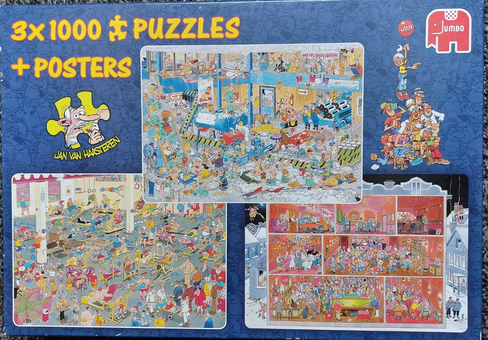 3x1000 puzzelstukjes van jan van haasteren, Ophalen of Verzenden, 500 t/m 1500 stukjes, Zo goed als nieuw