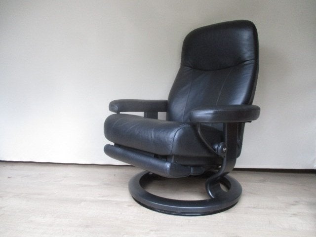KEURIGE Stressless Cunsul power zwart leder medium black, Ophalen, Zo goed als nieuw, Leer, 50 tot 75 cm