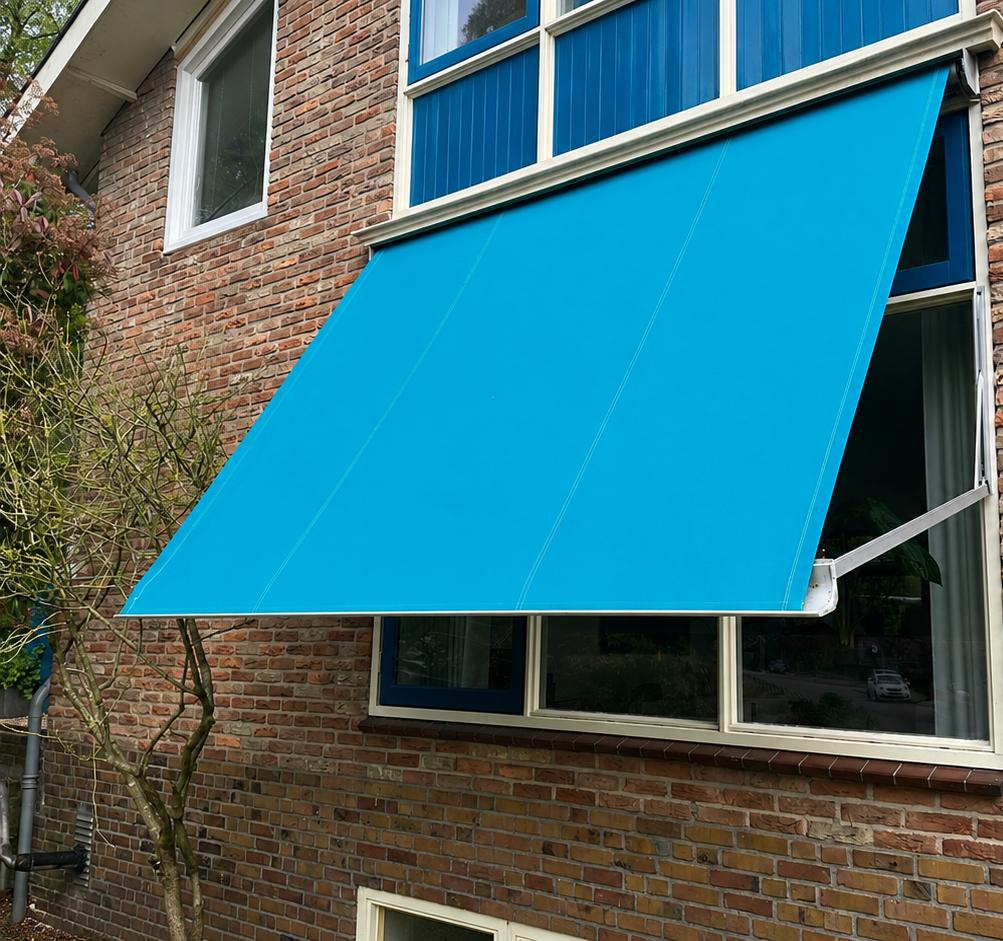 Turquoise Elektrisch Zonnescherm 3m breed, 2.5m uitval, Tuin en Terras, Zonneschermen, Gebruikt, Elektrisch, Ophalen of Verzenden