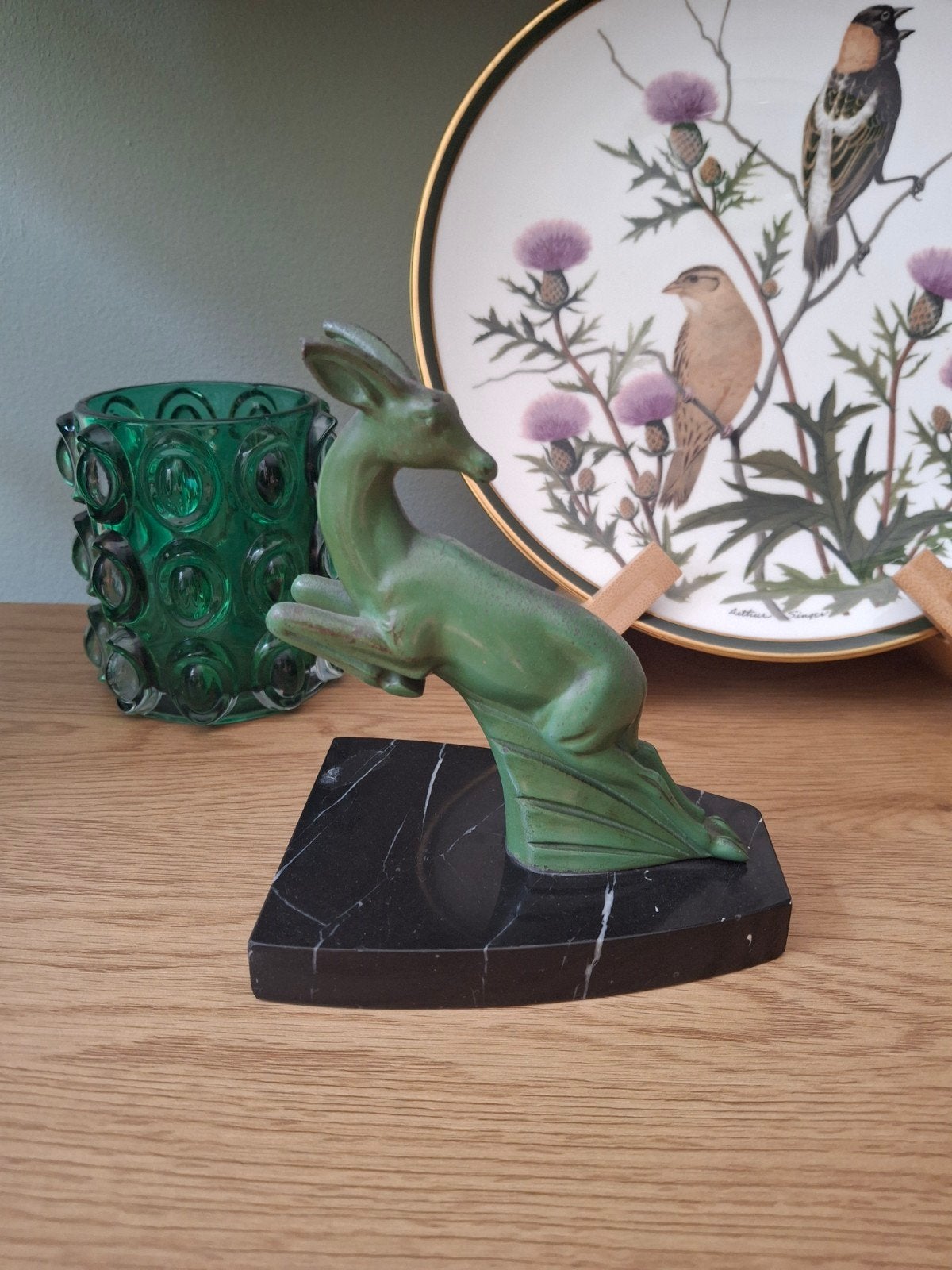 Art Deco Boekensteun Hertje op Marmeren Voet, Antiek en Kunst, Curiosa en Brocante, Ophalen of Verzenden