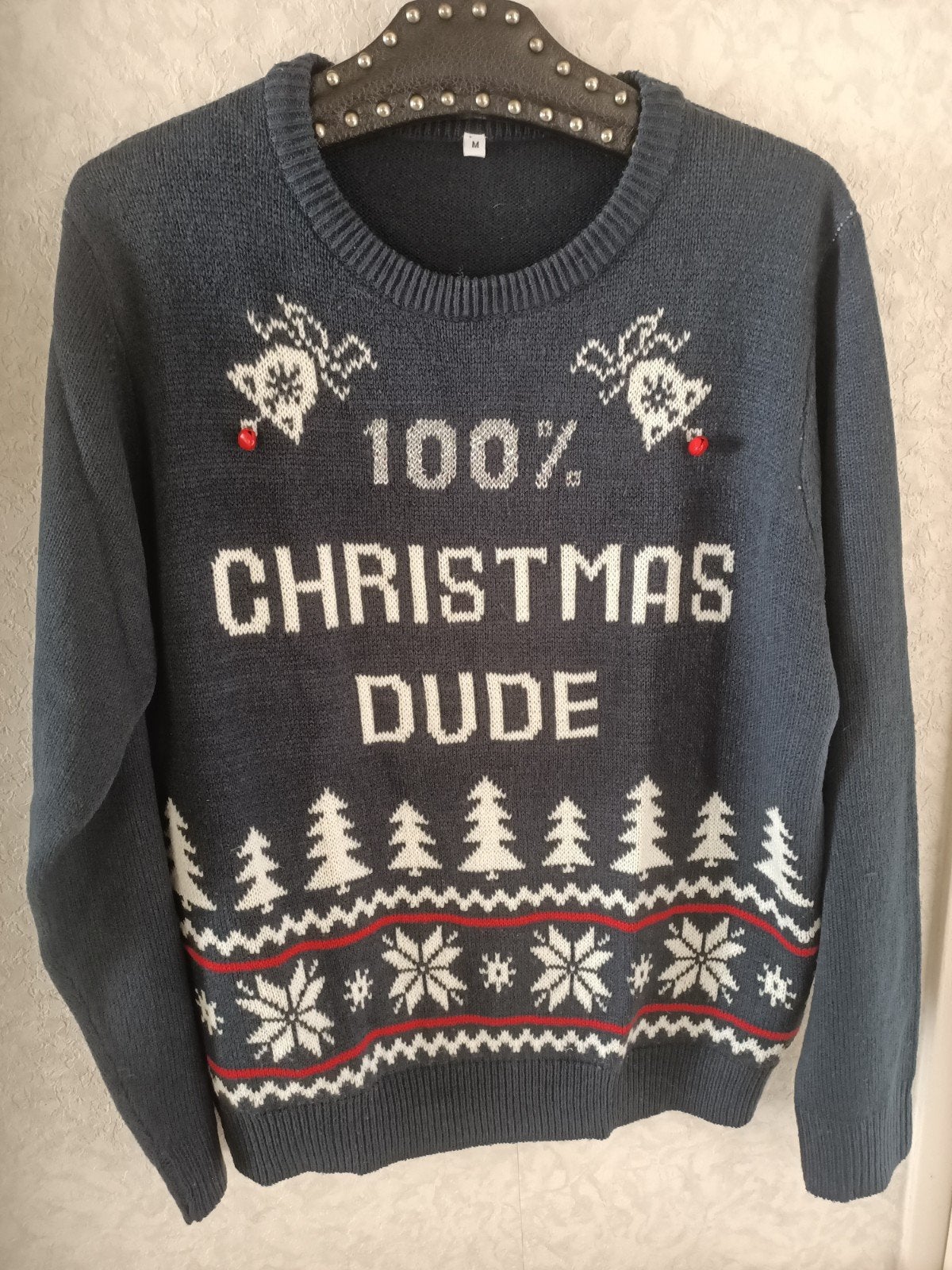 Kersttrui "100% Christmas Dude" - Maat M, Ophalen of Verzenden, Zo goed als nieuw, Maat 48/50 (M), Blauw