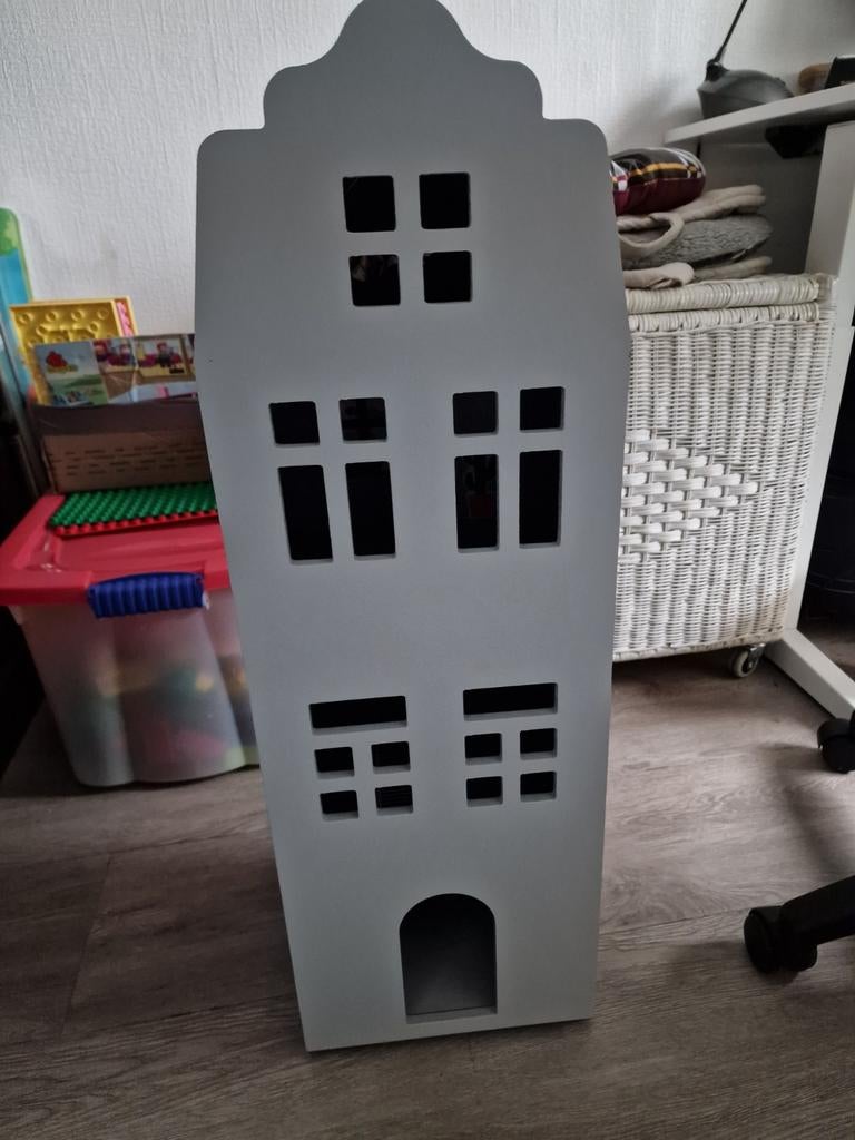 Grijs Grachtenpand Hema Kastje/Poppenhuis, Ophalen, Zo goed als nieuw, Poppenhuis