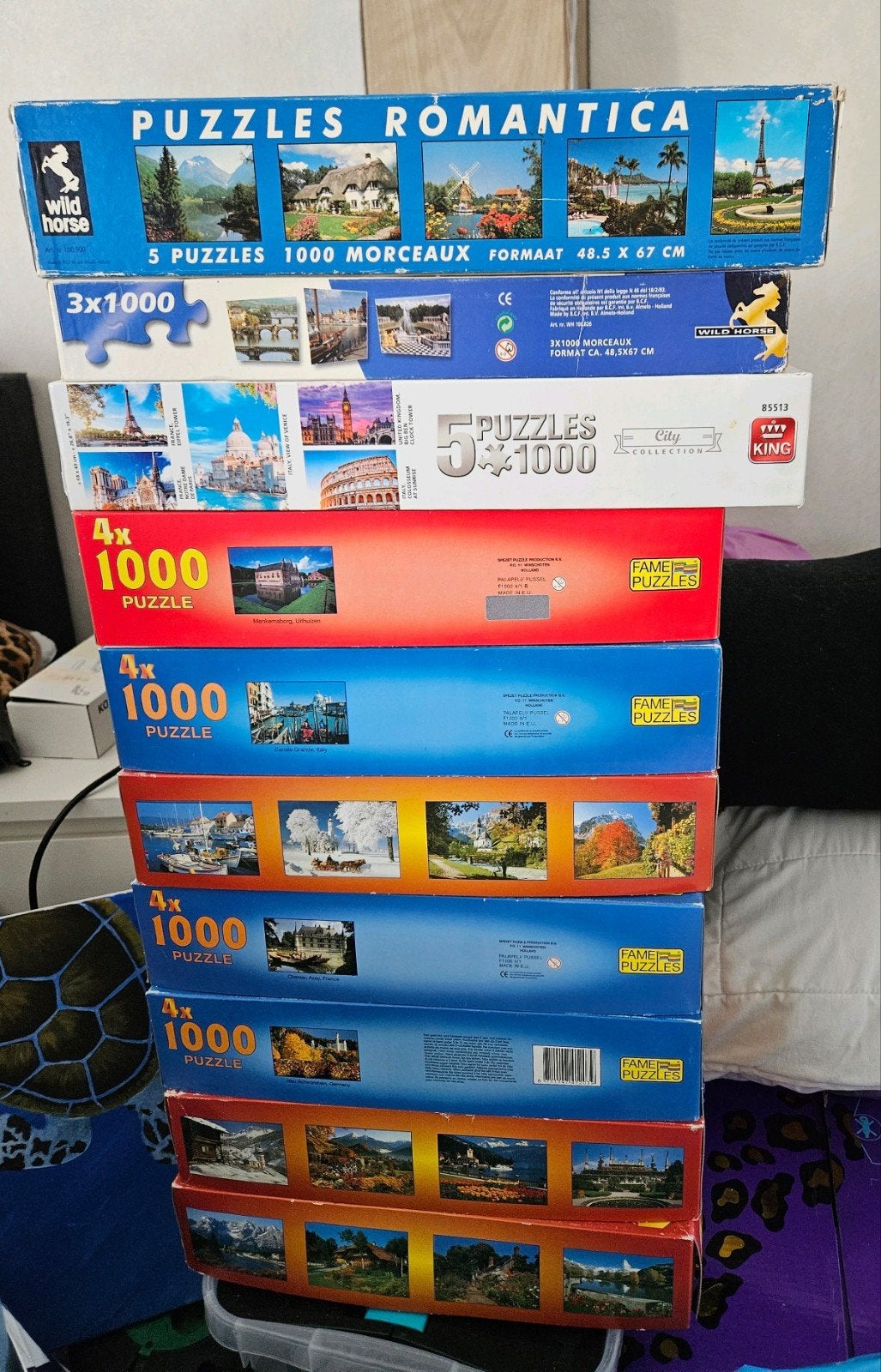 Grote collectie van 1000-stukjes puzzels (41stuks), Hobby en Vrije tijd, Ophalen, 500 t/m 1500 stukjes, Gebruikt, Legpuzzel