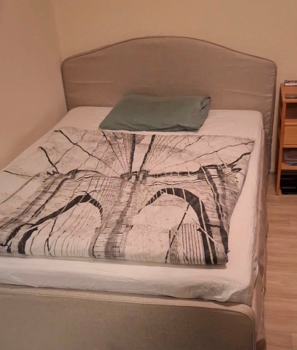 IKEA Ramnefjäll bed frame 140x200, Ophalen, Overige materialen, Gebruikt, Beige