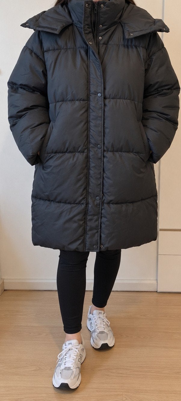 FB Sister Zwarte Lange Puffer Jas - Maat XS, Zwart, Ophalen of Verzenden, Zo goed als nieuw, Maat 34 (XS) of kleiner