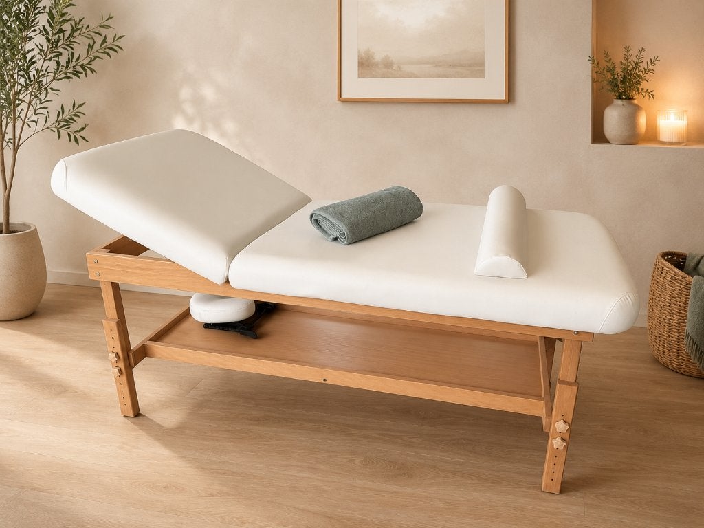 Professionele massagetafel – massief hout – incl accessoires, Ophalen, Zo goed als nieuw, Massagetafel